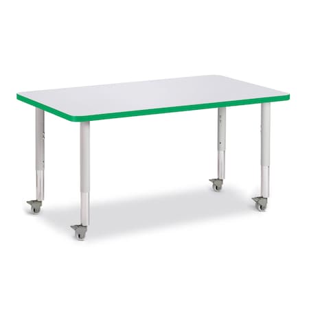 Jonti-Craft Berries Rectangle Activity Table, 30 in. x 48 in., Mobile, Freckled Gray/Green/Gray 6473JCM119